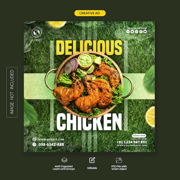uma tela mostrando uma imagem de um prato de frango com a palavra picante nele