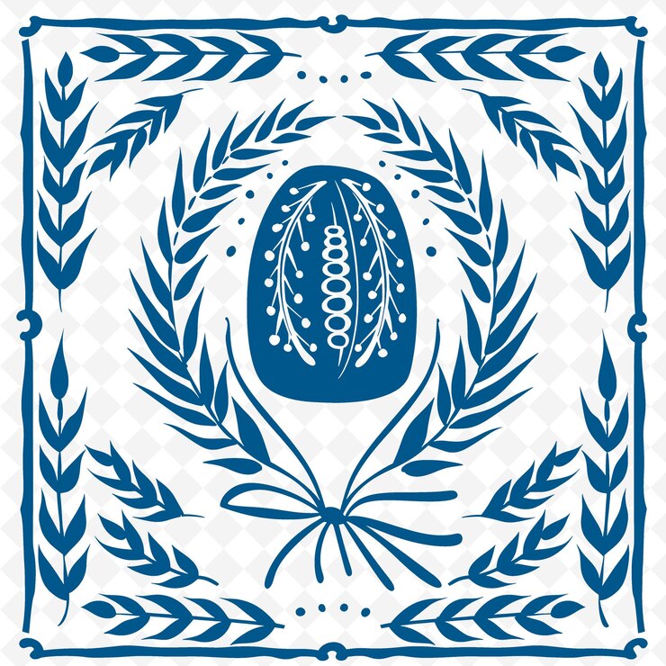 PSD uma telha azul e branca com um ovo azul