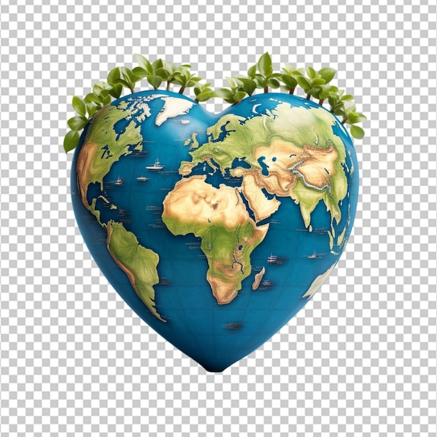PSD uma terra estilizada em forma de coração simbolizando a saúde global em fundo branco
