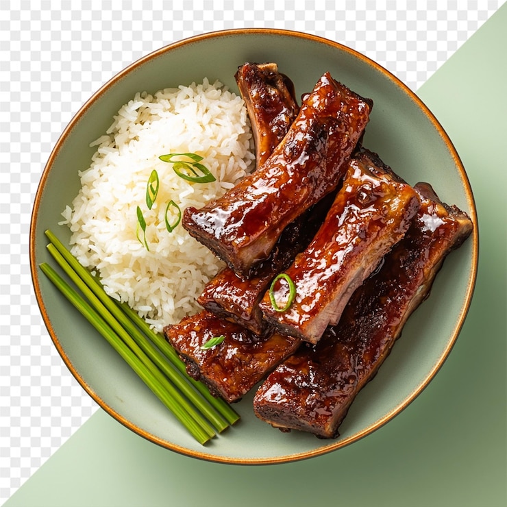 PSD uma tigela de arroz com arroz e uma tigela de arroz com uma borda verde e laranja