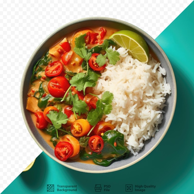 PSD uma tigela de arroz com uma tigela de arroz e legumes.
