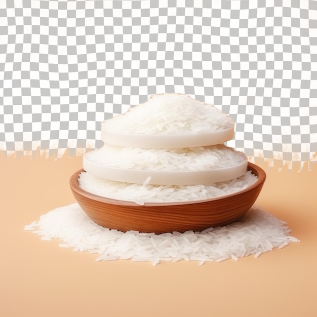 PSD uma tigela de arroz é colocada em cima de outra tigela de rizos um prato simples mas elegante