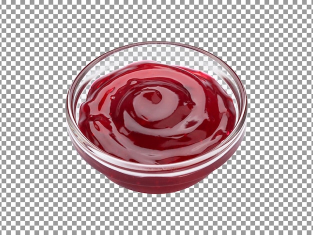 PSD uma tigela de geléia de cereja vermelha isolada com fundo transparente