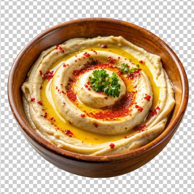 PSD uma tigela de hummus cremoso adornado com uma chuva