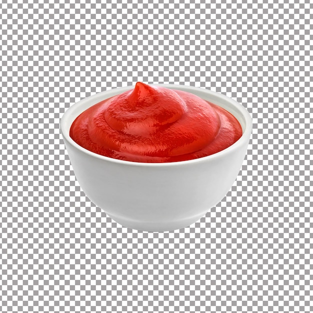 PSD uma tigela de ketchup isolada em fundo transparente