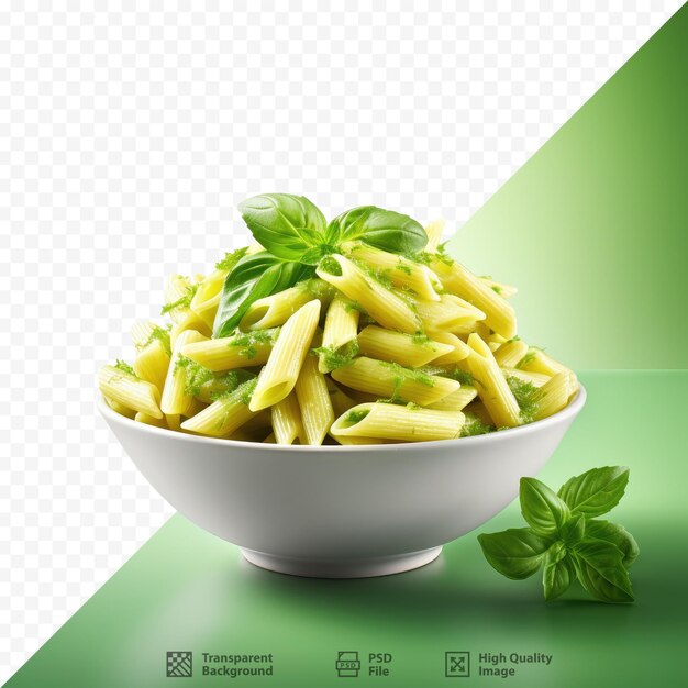 PSD uma tigela de macarrão com fundo verde com fundo verde.