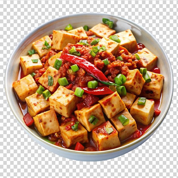 PSD uma tigela de mapo tofu isolada sobre um fundo transparente