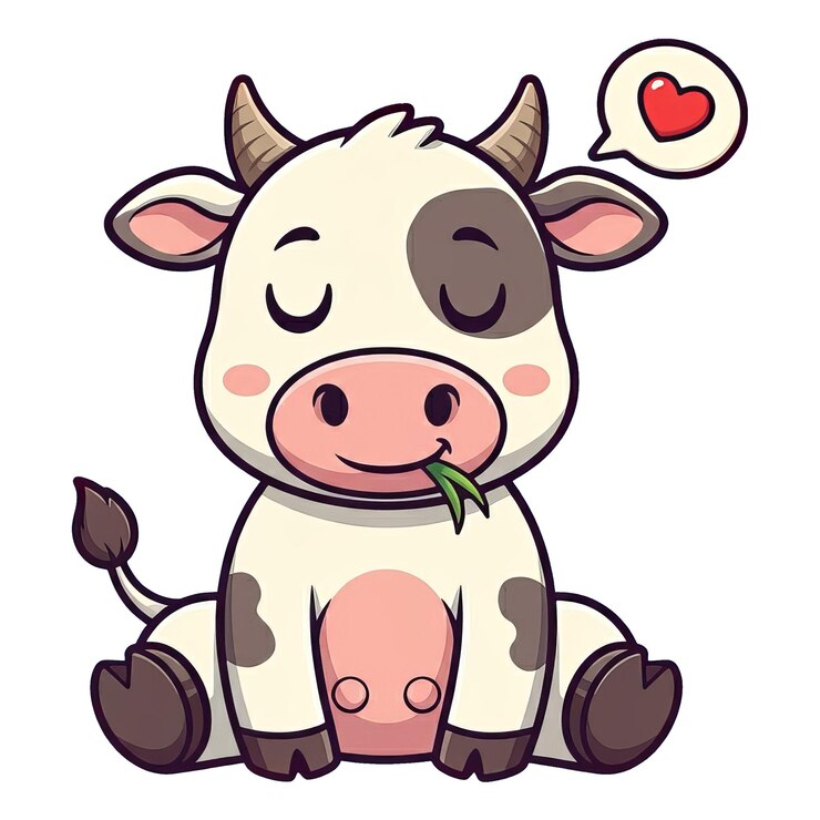 PSD uma vaca adorável que pisca.