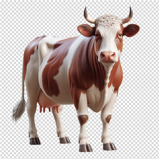 PSD uma vaca com um rosto castanho e branco e um rosto marrom e branco