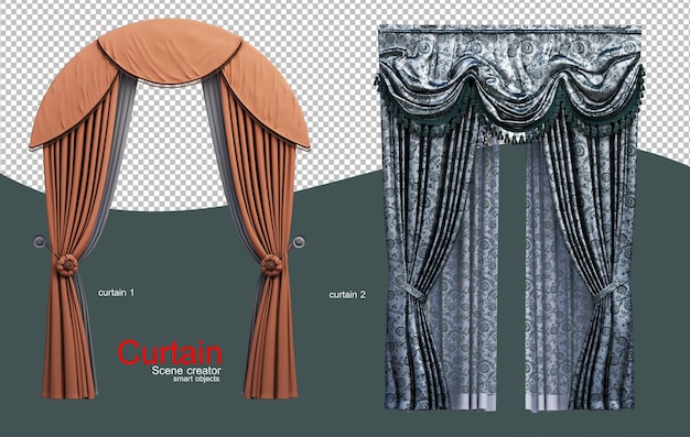 PSD uma variedade de cortinas clássicas de estilo