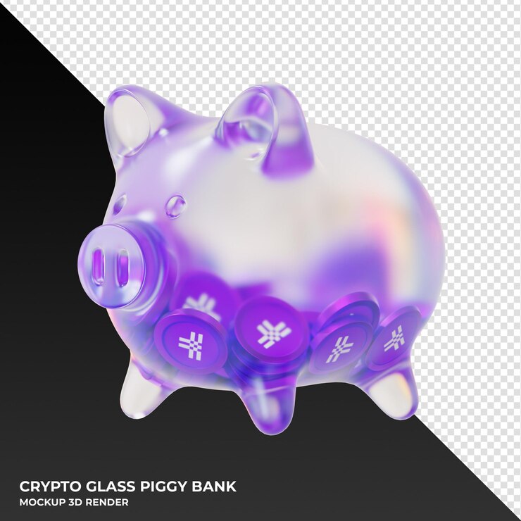 PSD umbral t hucha de vidrio con cripto monedas ilustración 3d
