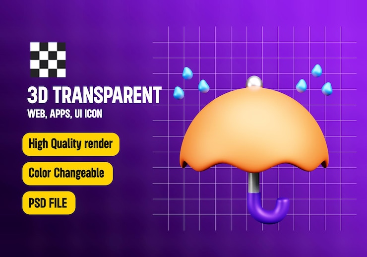 PSD umbrella 3d icon