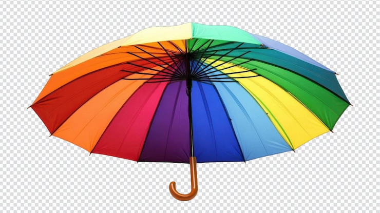 PSD umbrella de arco iris de colores aislada sobre fondo blanco adecuada para proyectos de diseño anuncios y materiales promocionales