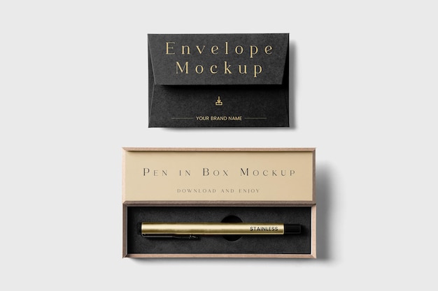 Umschlag mit pen box mockup