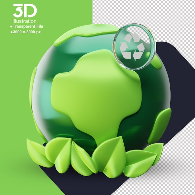 Umweltökologie 3D-Symbol Grüne Erde