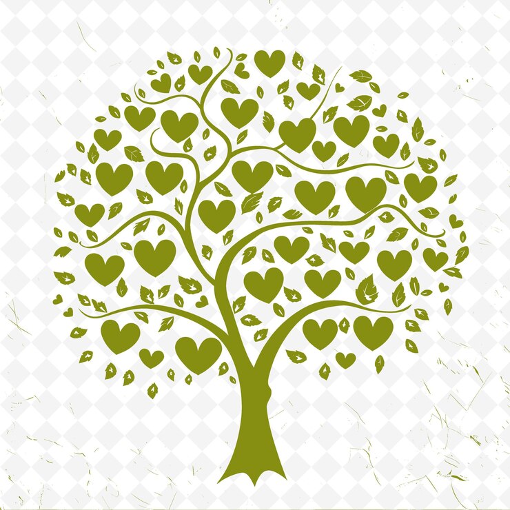 PSD un albero con cuori e cuori sopra