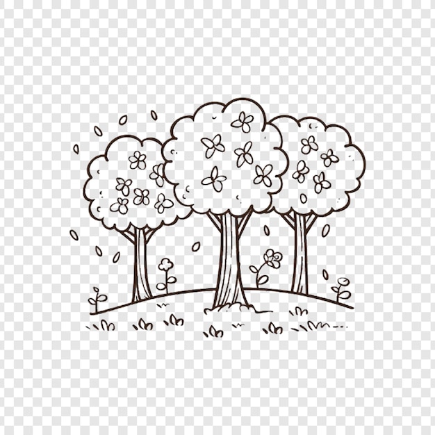 un albero e l'erba su uno sfondo trasparente