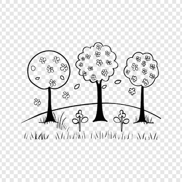 un albero e l'erba su uno sfondo trasparente