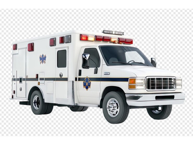 PSD un'ambulanza bianca con la parola ambulanza sul lato