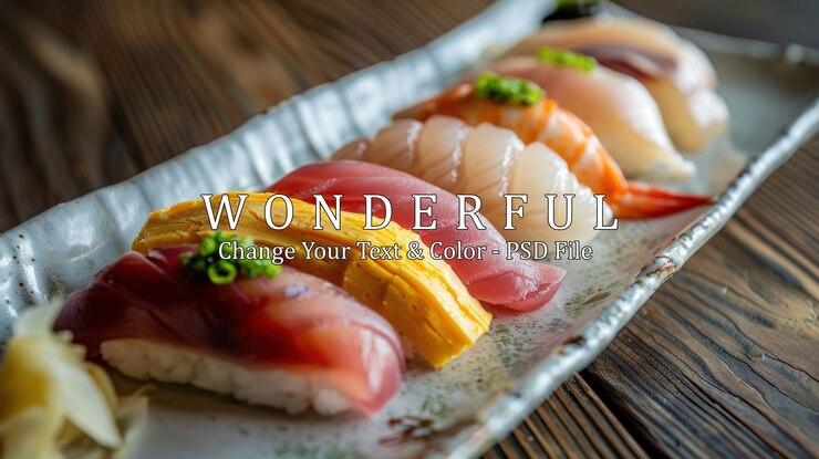 PSD un assortimento di deliziosi sushi giapponesi