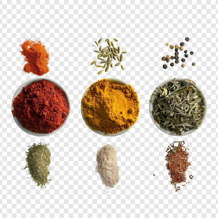 PSD un assortimento di spezie in ciotole