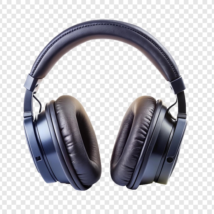 PSD un auricolare nero isolato su uno sfondo trasparente