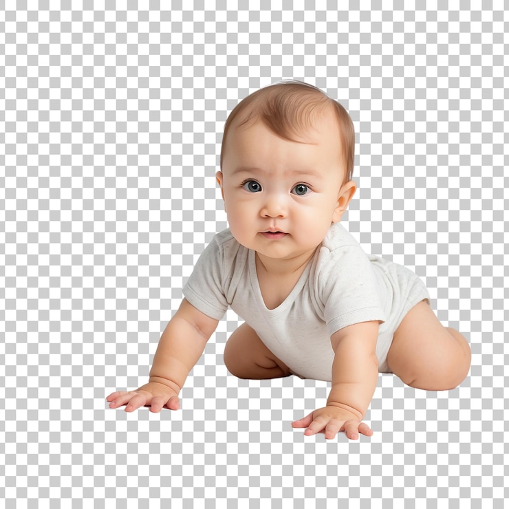 PSD un bambino è sdraiato sulla schiena su uno sfondo bianco
