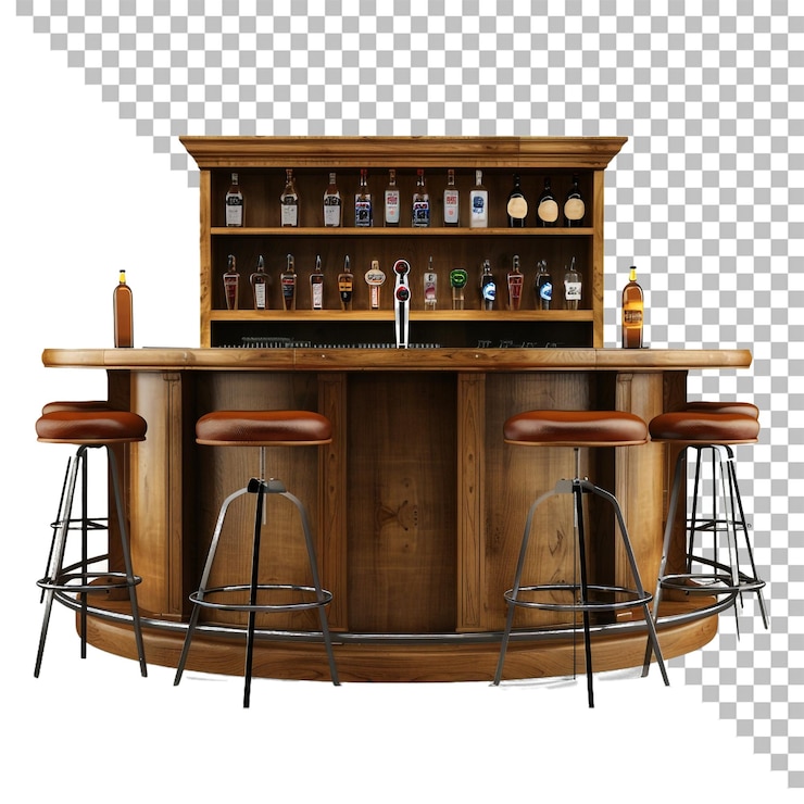 PSD un bar con un bar e sgabelli con una bottiglia di birra su di esso