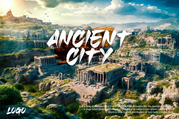 Un bellissimo poster del paesaggio della città antica