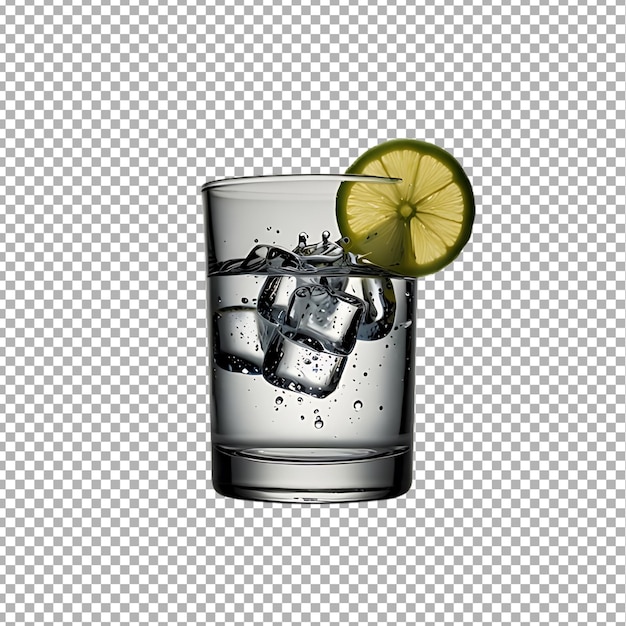 un bicchiere di acqua ghiacciata con un cuneo di lime in esso