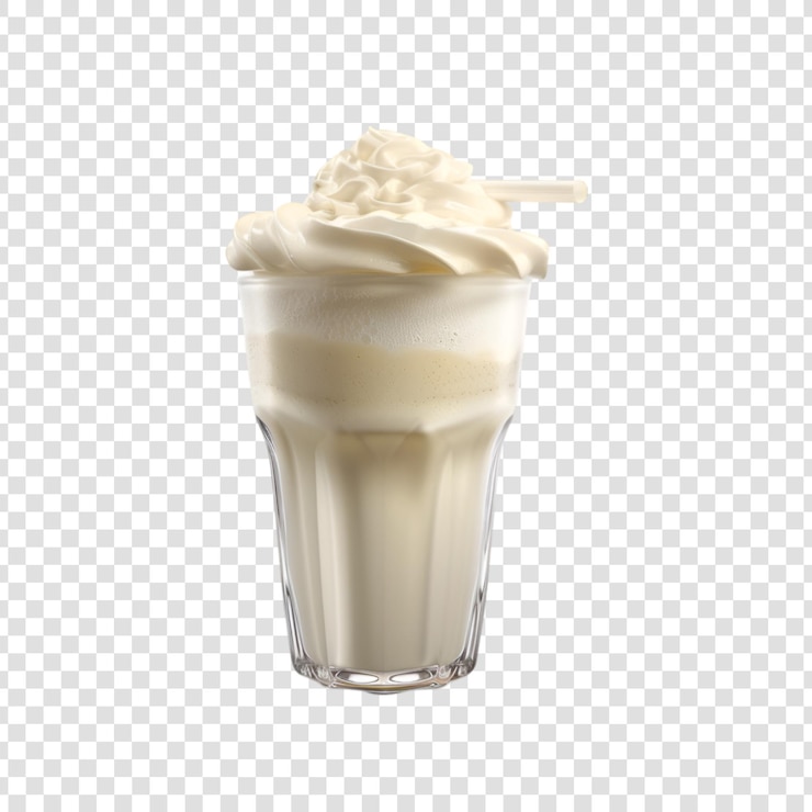 PSD un bicchiere di frullato con panna montata su uno sfondo trasparente