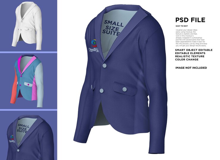 PSD un blazer blu con sopra la scritta small