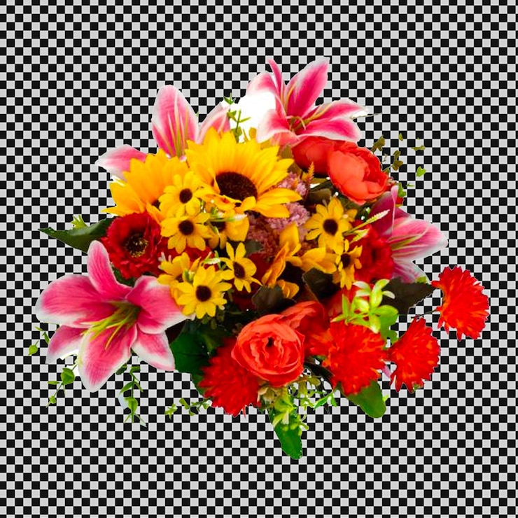 PSD un bouquet di fiori con le parole sole in fondo