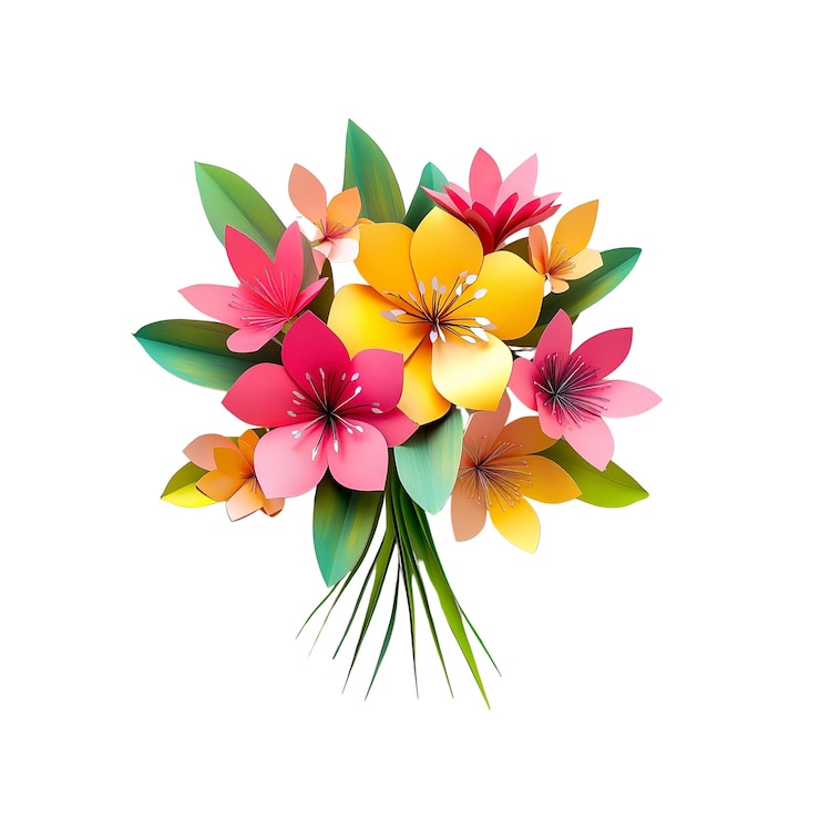 PSD un bouquet di fiori di carta vivace un arrangiamento floreale primaverile