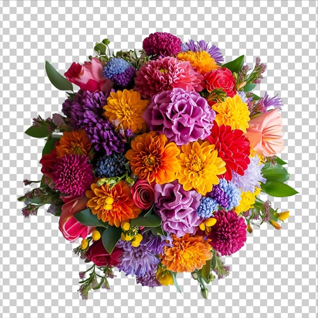 un bouquet di fiori e fiori collarfull su uno sfondo trasparente
