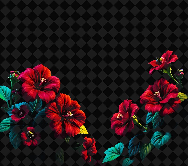 PSD un bouquet di fiori rossi con uno sfondo nero con uno sfundo nero