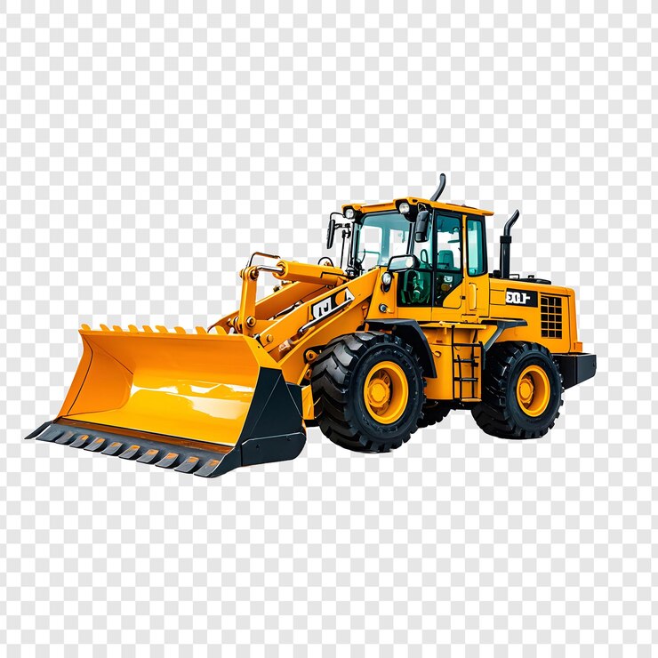 PSD un bulldozer giallo con la parola dump su di esso