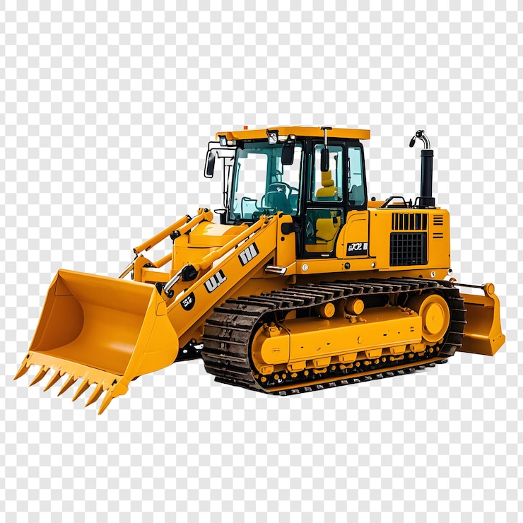 PSD un bulldozer giallo con la parola escavatore su di esso