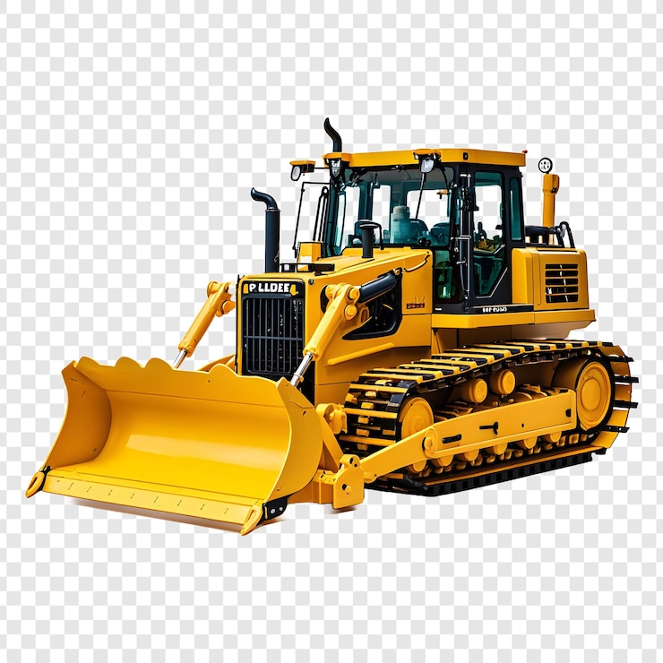 PSD un bulldozer giallo con una pala gialla su di esso