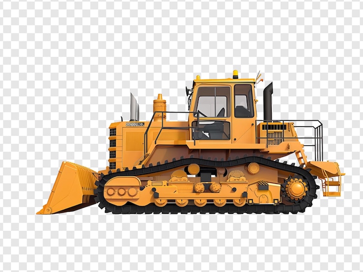 PSD un bulldozer giallo con uno sfondo trasparente