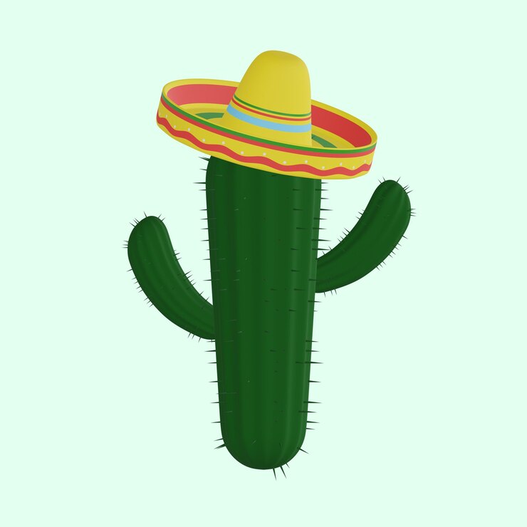 PSD un cactus verde con sopra un sombrero
