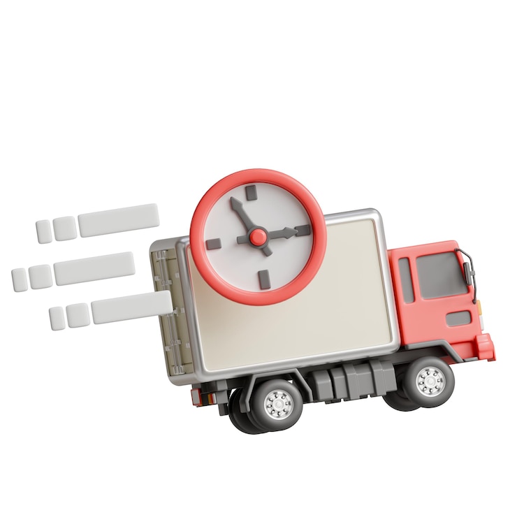 PSD un camion con un orologio che dice l'ora di 100