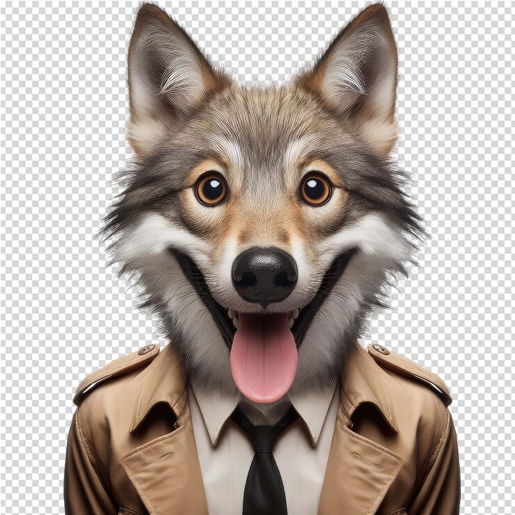 PSD un cane con una camicia che dice lupo