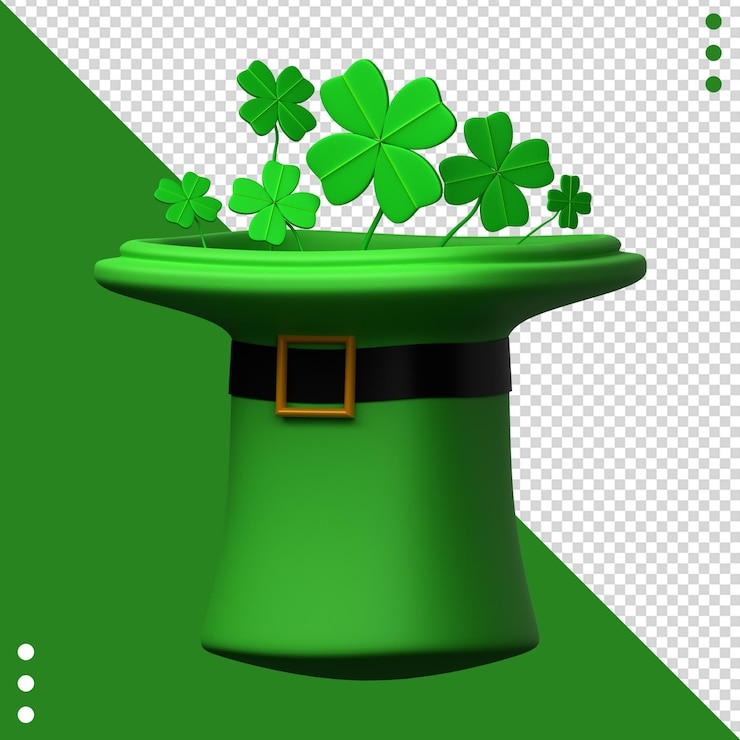 PSD un cappello verde con sopra quattro quadrifogli