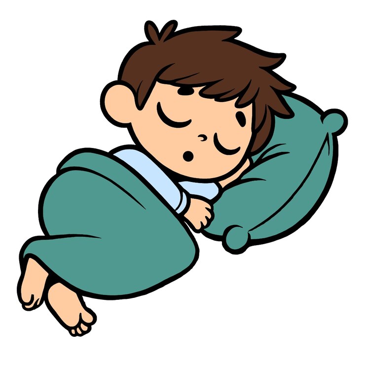 PSD un caricaturino carino che dorme tranquillamente a letto