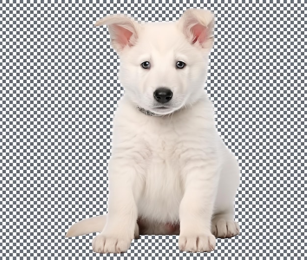 Un carino cane bianco isolato su uno sfondo trasparente
