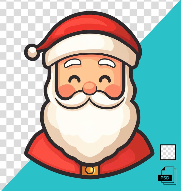 PSD un carino ritratto di un babbo natale con un cappello rosso e una barba bianca