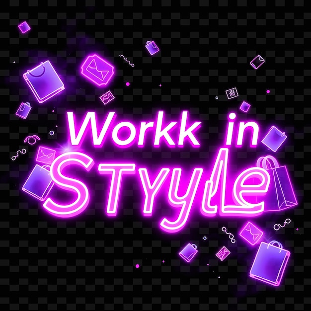 un cartello al neon che dice "lavoro in stile"