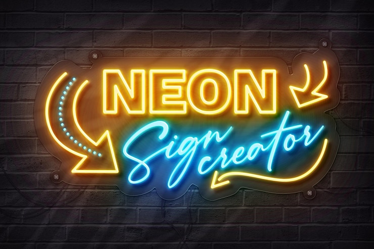 PSD un cartello al neon che dice un cartello di neon su di esso
