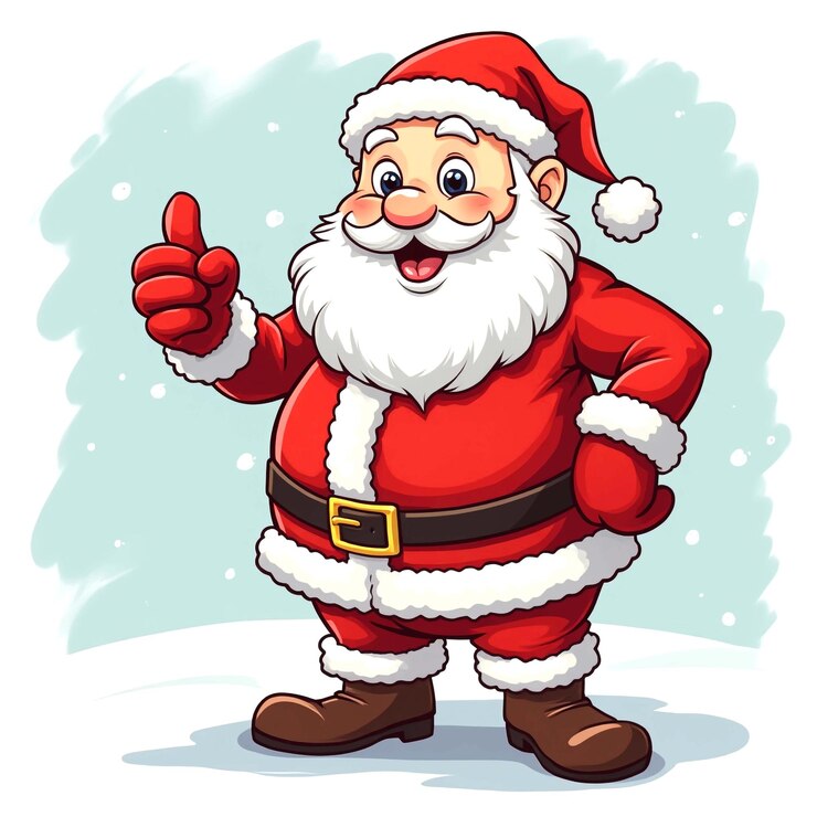 PSD un cartone animato di babbo natale che fa un segno con i pollici in alto